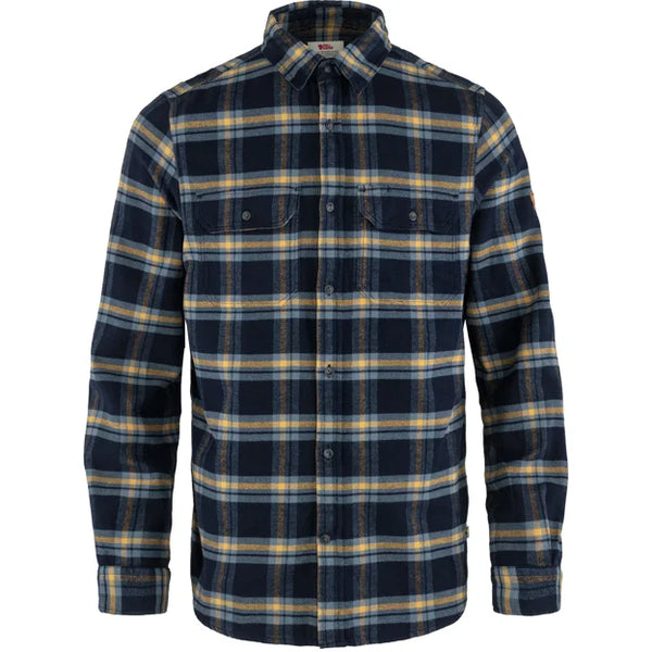 Övik Heavy Flannel Shirt M Dark Navy-Buckwheat Brown XS