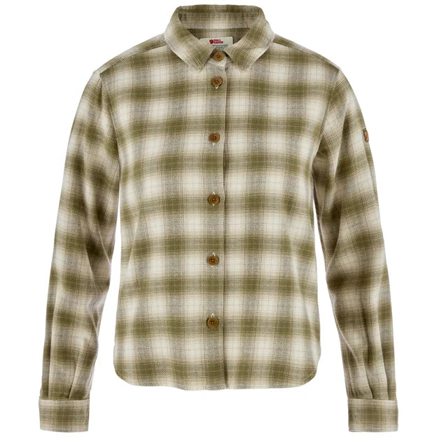 Övik Boxy Flannel Shirt W Eggshell-Lavender Mist XXS