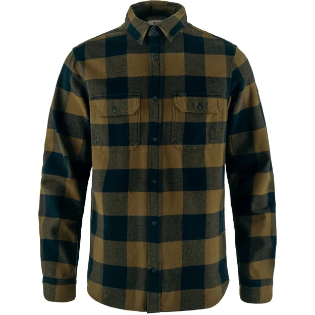 Övik Heavy Flannel Shirt M Dark Navy-Buckwheat Brown XS